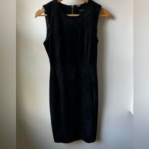 CALVIN‎ KLEIN Faux Suede Vegan Dress Tailored Career Office Black Heavy Fitted 4